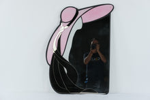Load image into Gallery viewer, David Marshall 1989 Postmodern Pink Black Art Glass Wall Mirror 37 x 25