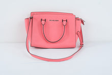 Load image into Gallery viewer, Michael Kors Coral Pink Saffiano Leather Satchel Crossbody Bag