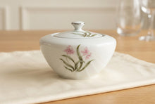 Load image into Gallery viewer, Vintage Pink Orchid China Japan Covered Sugar Bowl Pink Flowers Silver Trim
