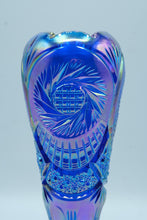 Load image into Gallery viewer, Fenton Blue Iridescent Pinwheel Art Glass Vase | Cut Pattern, 8.5" Tall