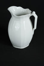 Load image into Gallery viewer, Antique John Maddock & Sons Royal Semi-Porcelain Pitcher & Basin Set – White Ironstone, England