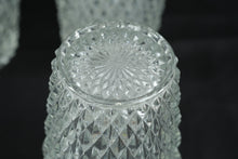 Load image into Gallery viewer, Vintage Pressed Glass Pitcher and 6 Tumblers Diamond Pattern Set