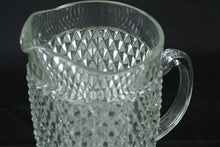 Load image into Gallery viewer, Vintage Pressed Glass Pitcher and 6 Tumblers Diamond Pattern Set