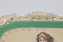 Load image into Gallery viewer, Queen Louise of Prussia Portrait Serving Tray Vintage Oval Platter Green Gold