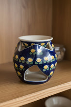 Load image into Gallery viewer, Manufaktura Polish Pottery Oil Burner / Wax Warmer – Hand-Painted Blue Floral Pattern, Bolesławiec Poland