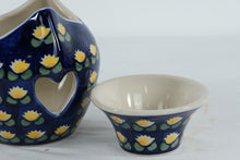 Load image into Gallery viewer, Manufaktura Polish Pottery Oil Burner / Wax Warmer – Hand-Painted Blue Floral Pattern, Bolesławiec Poland