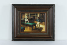 Load image into Gallery viewer, Original Oil Painting Pool Hall Billiards Scene Signed T Fritz Framed Vintage Genre Art