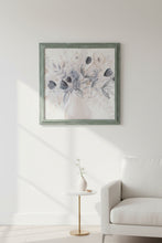 Load image into Gallery viewer, Pop of Blue Floral Canvas Wall Art Green Frame 45x45