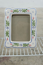 Load image into Gallery viewer, Vintage 1984 Fetco Ceramic Picture Frame Hand Painted Floral White Blue Pink
