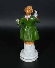 Load image into Gallery viewer, Vintage Colonial Gentleman Porcelain Figurine – 8” Hand-Painted Figurine with Green Overcoat