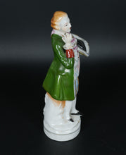 Load image into Gallery viewer, Vintage Colonial Gentleman Porcelain Figurine – 8” Hand-Painted Figurine with Green Overcoat