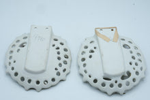 Load image into Gallery viewer, Vintage 1950s Japan Bisque Porcelain Boy Girl Wall Plaques Applied Flowers Pair