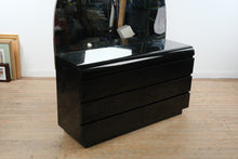 Load image into Gallery viewer, Postmodern Black Lacquer Dresser with Mirror Waterfall Front 6 Drawer