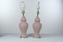 Load image into Gallery viewer, Vintage Pair Postmodern Ginger Jar Table Lamps Pink Textured 28 Inch