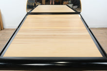 Load image into Gallery viewer, Postmodern Black Lacquer Queen Platform Bed with Mirror Headboard