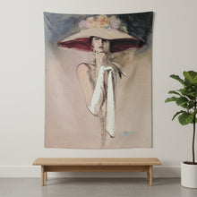Load image into Gallery viewer, Richard Ely White Gloves Tapestry Fine Art Textile Lady With Hat 44x53
