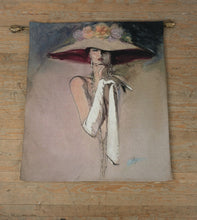 Load image into Gallery viewer, Richard Ely White Gloves Tapestry Fine Art Textile Lady With Hat 44x53