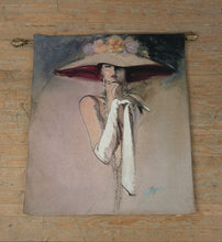 Load image into Gallery viewer, Richard Ely White Gloves Tapestry Fine Art Textile Lady With Hat 44x53