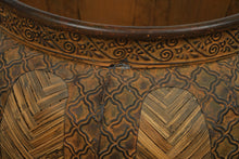 Load image into Gallery viewer, Large Decorative Planter with Woven Reed Panels and Embossed Tribal Motif