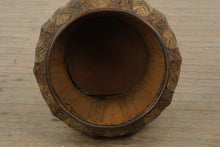 Load image into Gallery viewer, Large Decorative Planter with Woven Reed Panels and Embossed Tribal Motif