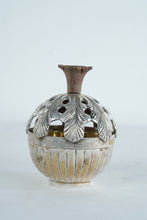 Load image into Gallery viewer, Mid Century Modern Silverplate Pierced Lidded Potpourri Box Brass Lined