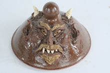 Load image into Gallery viewer, Handmade Stoneware Lidded Vessel Grotesque Face Sculpture Fantasy Folk Art