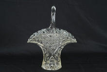 Load image into Gallery viewer, Vintage Clear Pressed Glass Basket Vase Hobnail Diamond Pattern Handle