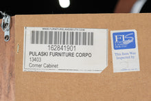 Load image into Gallery viewer, Pulaski Cherry Corner Curio Cabinet with Glass Shelves and Light