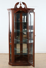 Load image into Gallery viewer, Pulaski Cherry Corner Curio Cabinet with Glass Shelves and Light