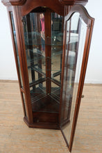 Load image into Gallery viewer, Pulaski Cherry Corner Curio Cabinet with Glass Shelves and Light