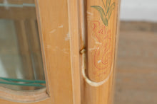 Load image into Gallery viewer, Pulaski Pickled Pine Curio Cabinet with Hand Painted Floral Detail and Mirrored Back