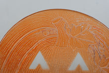 Load image into Gallery viewer, Vintage LE Smith Style Orange Glass Jack O Lantern Pumpkin Halloween Platter 13 Inch