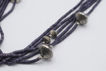 Load image into Gallery viewer, Purple Multi Strand Beaded Necklace Silver Tone Tribal Boho Statement Jewelry