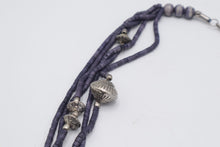 Load image into Gallery viewer, Purple Multi Strand Beaded Necklace Silver Tone Tribal Boho Statement Jewelry