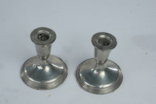 Load image into Gallery viewer, Empire Pewter Candle Holders Pair Silver Tone Vintage Style 4 Inch