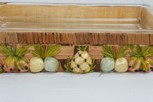 Load image into Gallery viewer, Vintage Philippine Raffia Tropical Fruit Casserole Carrier Pyrex 233 Glass Dish