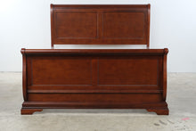 Load image into Gallery viewer, Queen Size Wood Sleigh Bed with Carved Panel Detailing