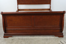 Load image into Gallery viewer, Queen Size Wood Sleigh Bed with Carved Panel Detailing