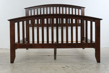 Load image into Gallery viewer, Mission Style Dark Wood Queen Bed Frame with Arched Slat Headboard and Footboard