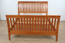 Load image into Gallery viewer, Solid Wood Slatted Queen Size Sleigh Bed Frame