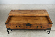 Load image into Gallery viewer, Mexican Rustic Pine Coffee Table with Iron Base and Storage