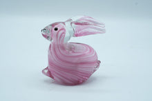 Load image into Gallery viewer, Hand-Blown Art Glass Rabbit Figurine, Pink Swirl Glass with Clear Ears