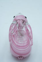 Load image into Gallery viewer, Hand-Blown Art Glass Rabbit Figurine, Pink Swirl Glass with Clear Ears