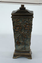 Load image into Gallery viewer, Embossed Floral Bronze Table Lamp with Cream Shade – 30" Tall