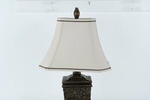 Load image into Gallery viewer, Embossed Floral Bronze Table Lamp with Cream Shade – 30" Tall