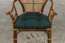 Load image into Gallery viewer, Rattan Peacock Back Armchair with Woven Cane and Green Cushion
