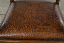 Load image into Gallery viewer, British Colonial Style Bamboo Rattan Armchair with Crocodile Embossed Seat