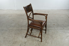 Load image into Gallery viewer, British Colonial Style Bamboo Rattan Armchair with Crocodile Embossed Seat
