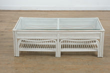 Load image into Gallery viewer, Rectangular White Rattan & Glass Coffee Table