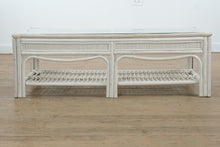 Load image into Gallery viewer, Rectangular White Rattan & Glass Coffee Table